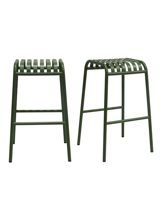Tabouret de bar Enid en acier thermolaqué design extérieur moderne. vert foncé