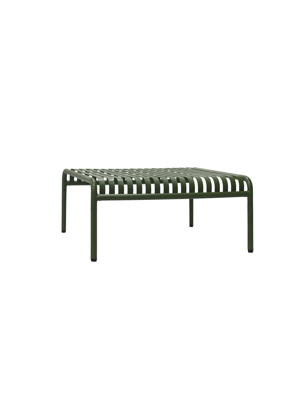 Table à café d’extérieur Enid en acier thermolaqué design moderne. vert foncé