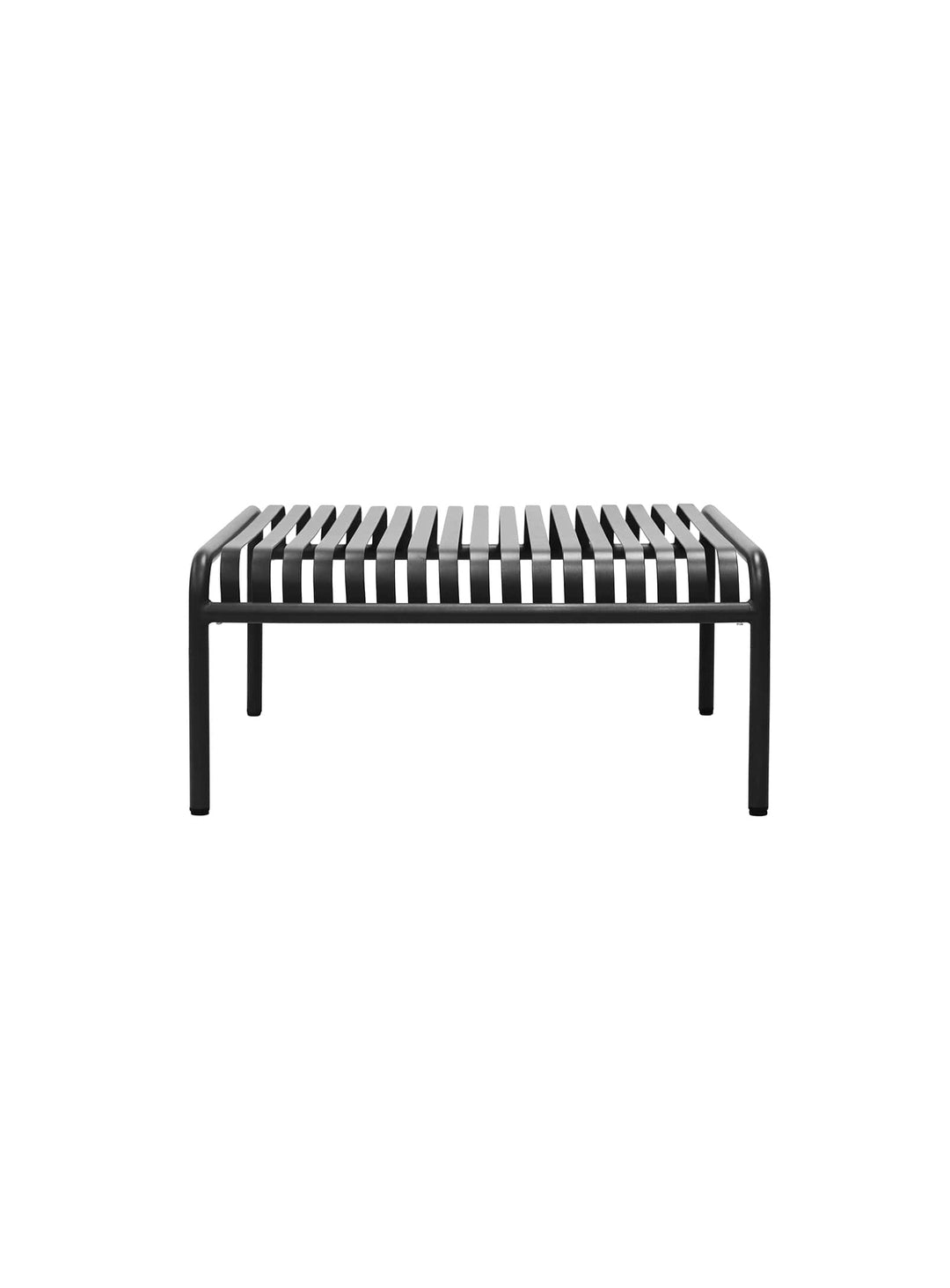 Table à café Enid : acier thermolaqué, design noir minimaliste.
