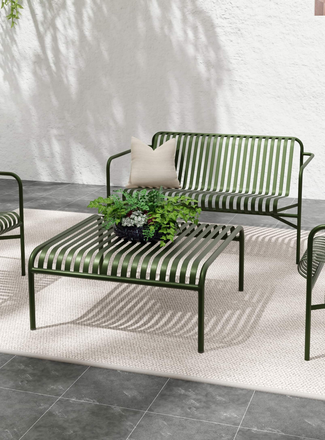 Table à café d’extérieur Enid idéale jardin, balcon ou patio. vert foncé