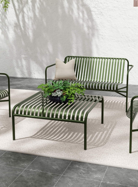 Table à café d’extérieur Enid idéale jardin, balcon ou patio. vert foncé