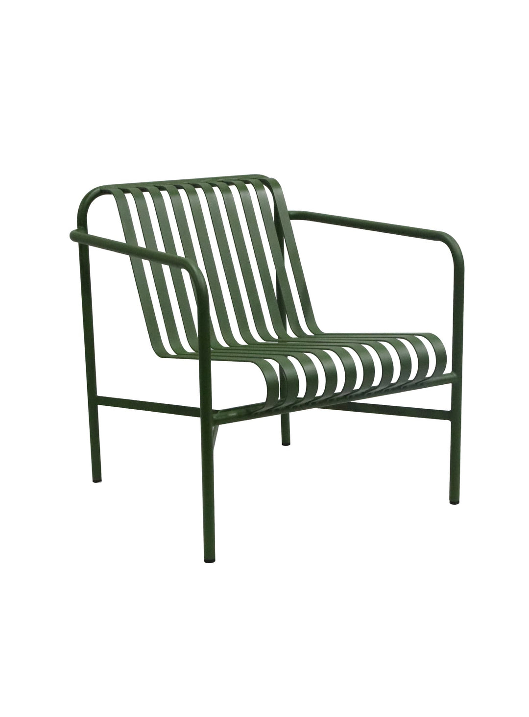Chaise lounge d’extérieur Enid en acier thermolaqué design moderne. vert foncé