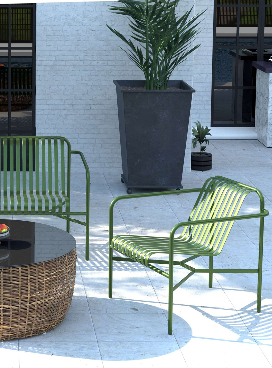Chaise lounge d’extérieur Enid mobilier extérieur durable anticorrosion. vert foncé