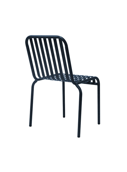 Chaise d’extérieur Enid design à lattes contemporain. bleu foncé