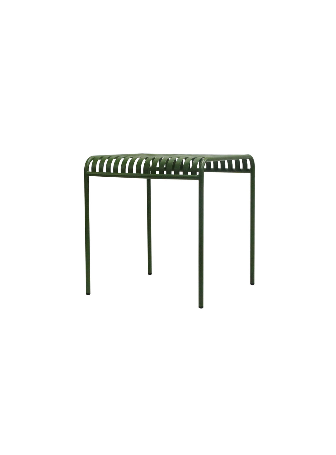 Table à dîner d’extérieur Enid en acier thermolaqué design moderne. vert foncé