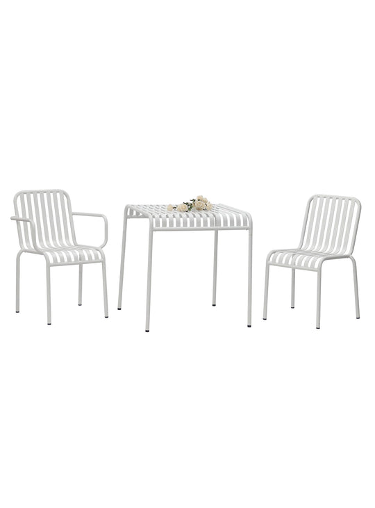 Table à dîner d’extérieur Enid table patio moderne et élégante. blanc