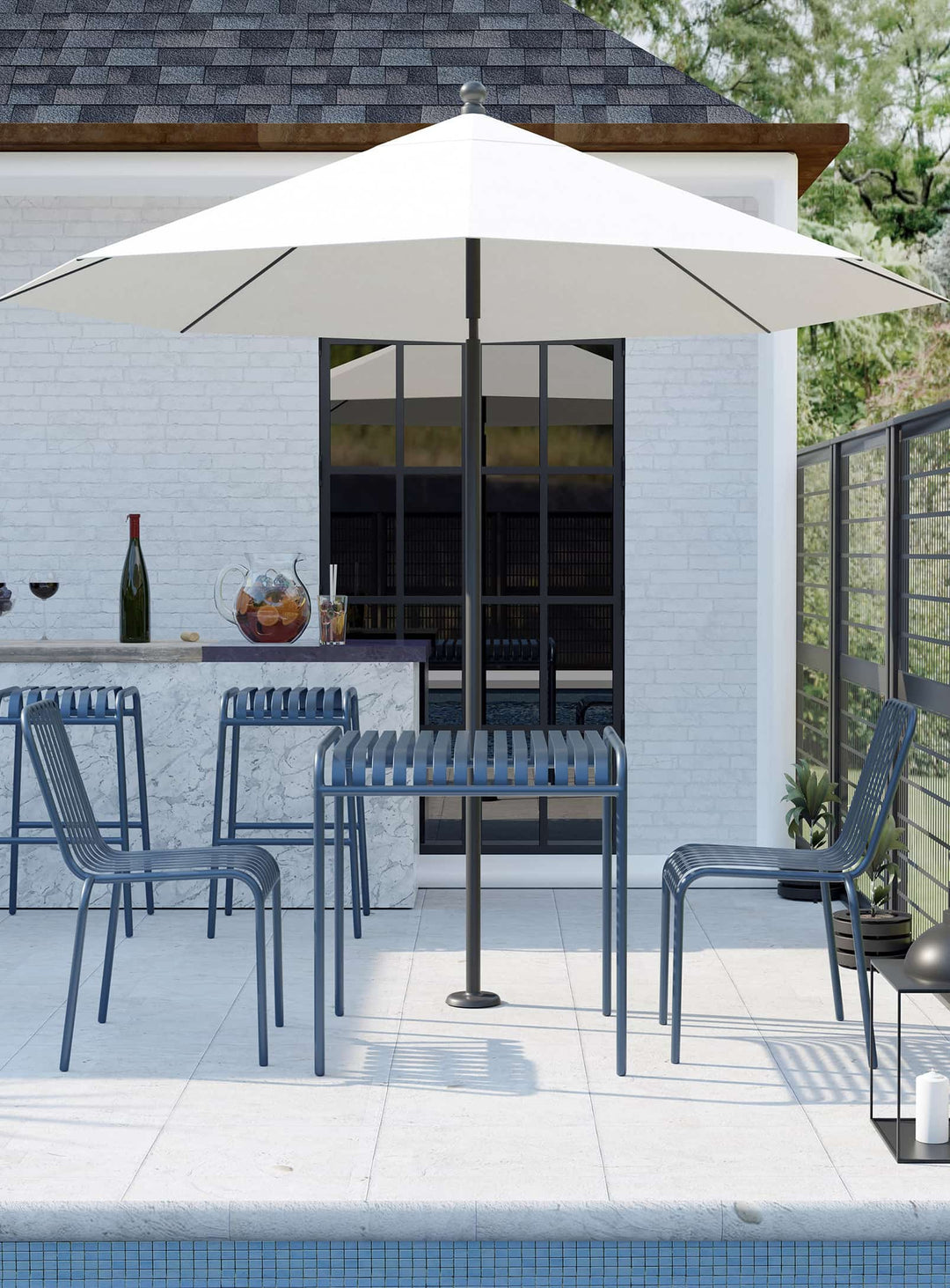 Table à dîner d’extérieur Enid mobilier extérieur durable. bleu foncé