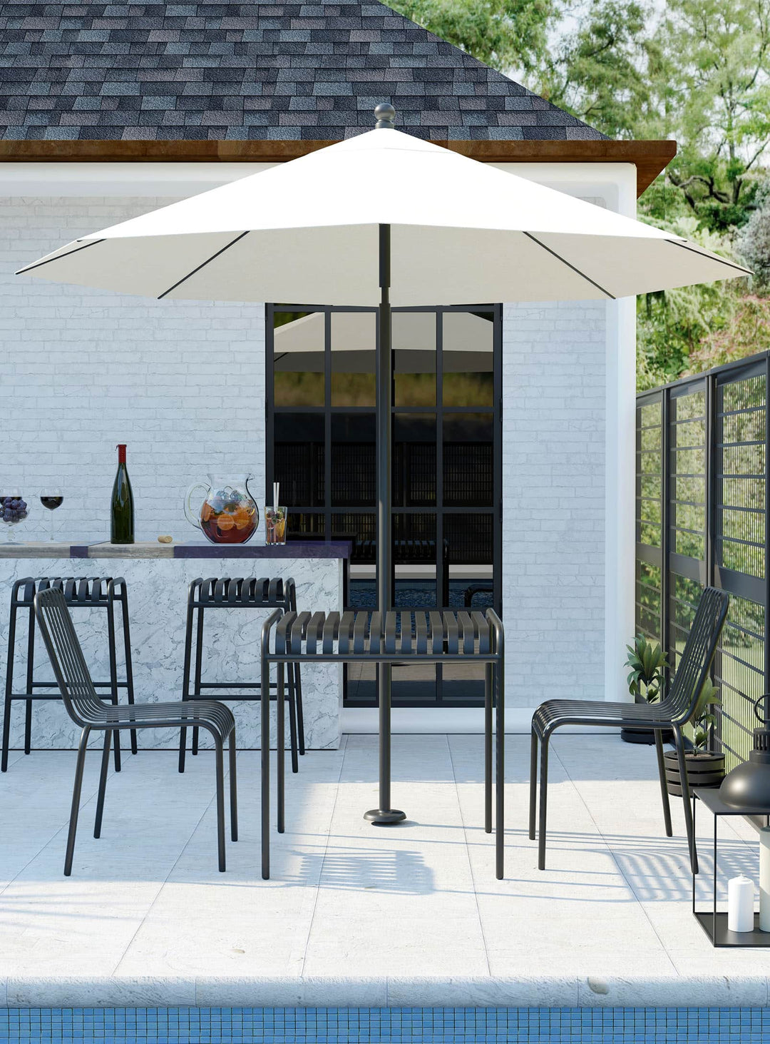 Enid, table jardin noire : look graphique, acier anti-rouille.
