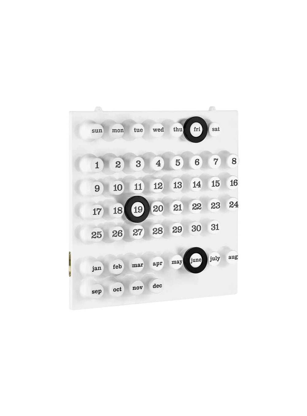Calendrier perpétuel Ring-A-Date d'Euroway avec 3 anneaux colorés à tourner pour afficher chaque jour la date. blanc
