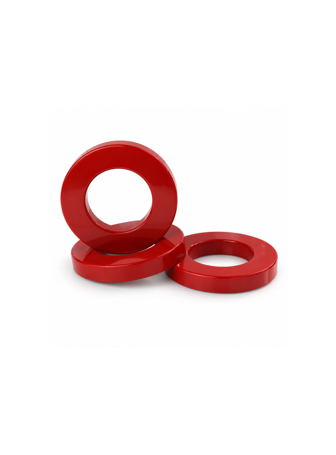 Anneaux Ring-A-Date d'Euroway en plastique ABS laqué, disponibles en vert, orange, rouge foncé et bleu. rouge foncé