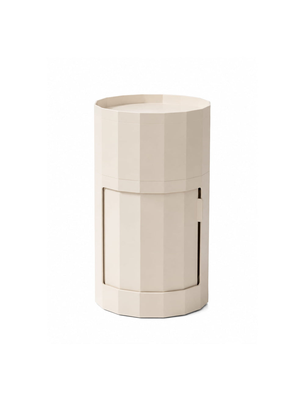 Table d'appoint Facet 101 de HKliving en ABS recyclé, avec rangement intégré et design néerlandais épuré. creme