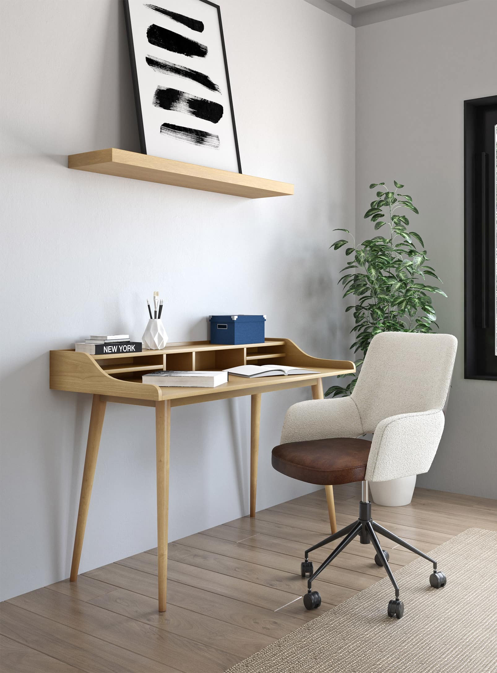 Flavio: Wooden desk with storage – Nüspace
