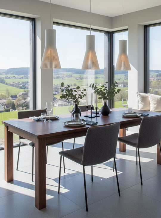 Flute A : abat-jour scandinave en bois clair au style aérien et apaisant. blanc