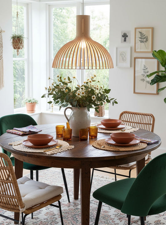 Abat-jour Flute B : design scandinave en bois et lumière douce naturelle. naturel