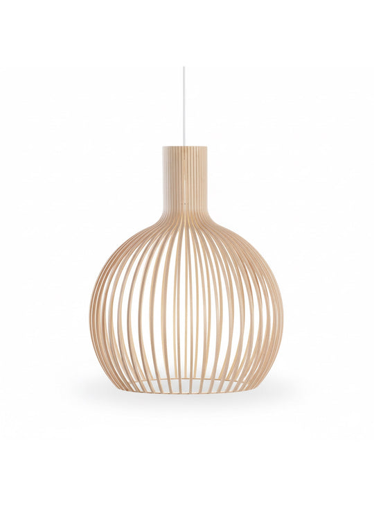 Abat-jour Flute C : design scandinave et lumière douce en lamelles de bois. naturel