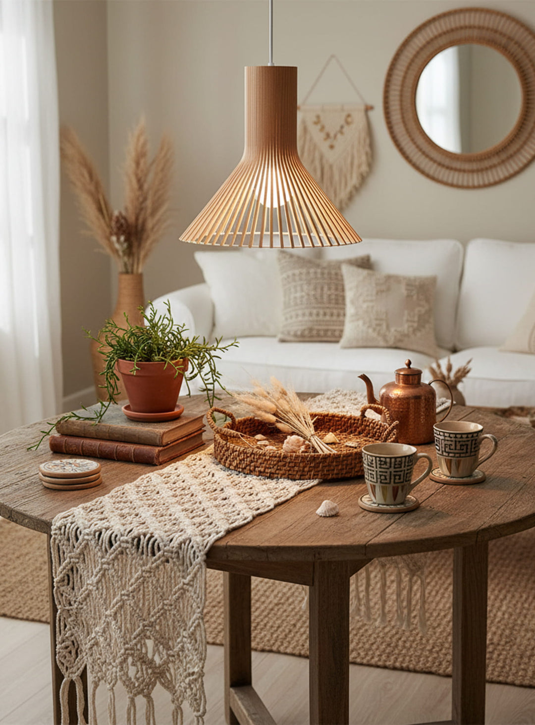 Abat-jour Flute D : design scandinave en bois clair et lumière apaisante.