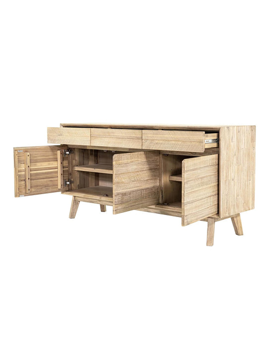 Buffet Gia en acacia massif, meuble de rangement au caractère naturel et contemporain.