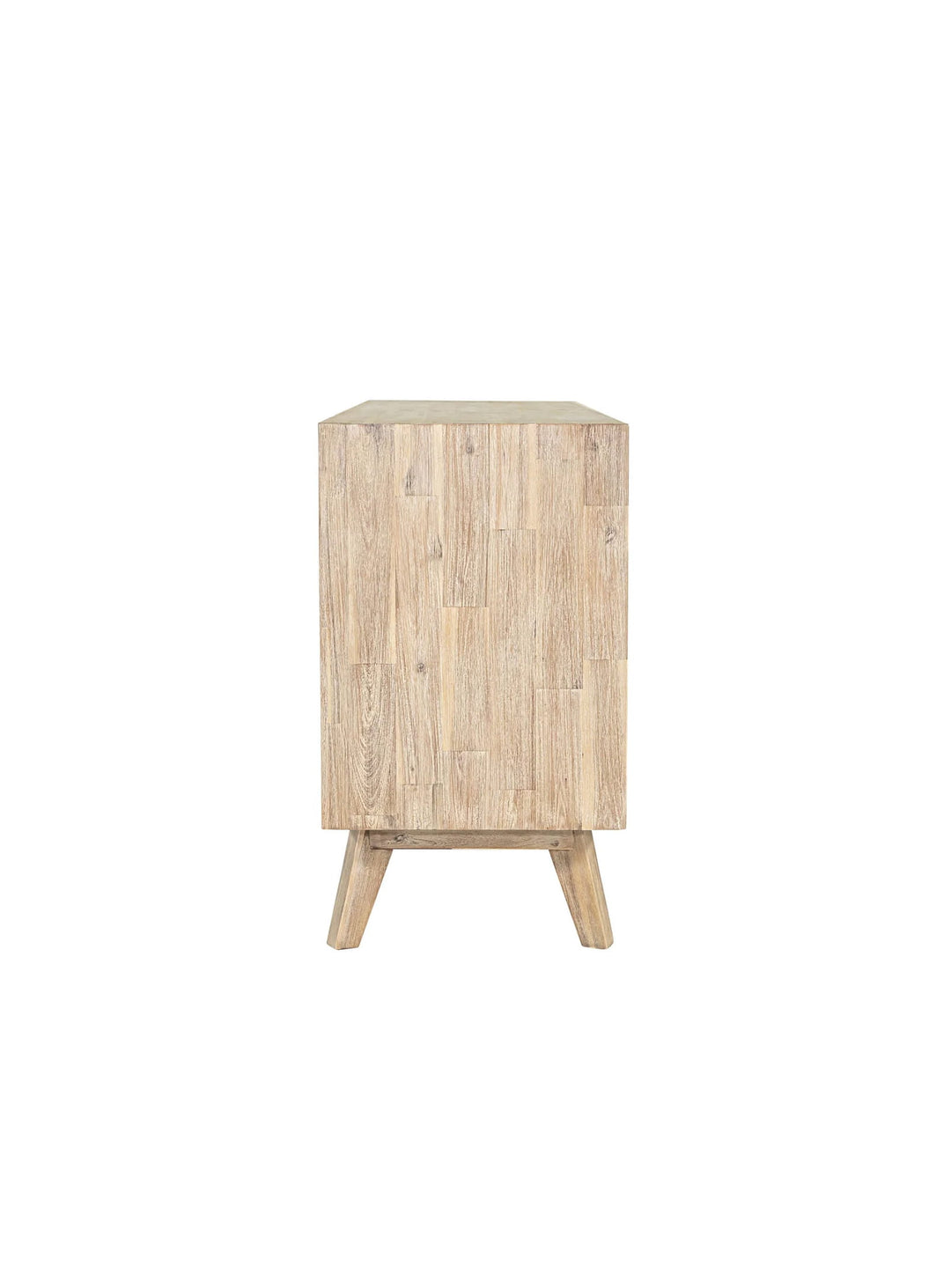 Buffet Gia avec trois tiroirs et espaces de rangement, style équilibré et fonctionnel.