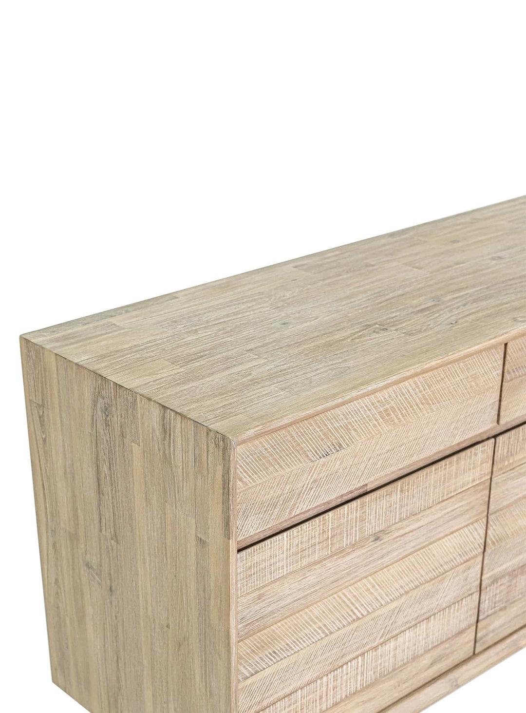Buffet Gia contemporain, bois d’acacia texturé pour une ambiance chaleureuse.
