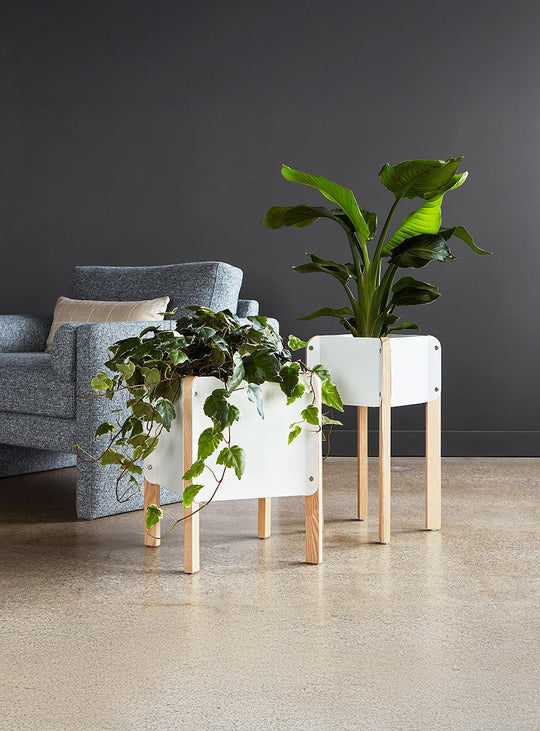 Jardinière Gus* Modern Atrium, deux hauteurs pour une déco végétale variée. blanc