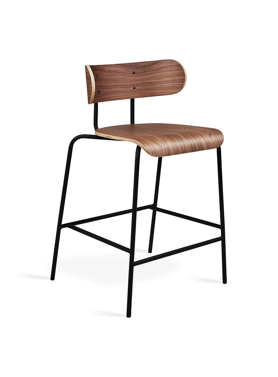 Tabouret de comptoir Gus* Modern, pieds acier fins et style léger. noyer