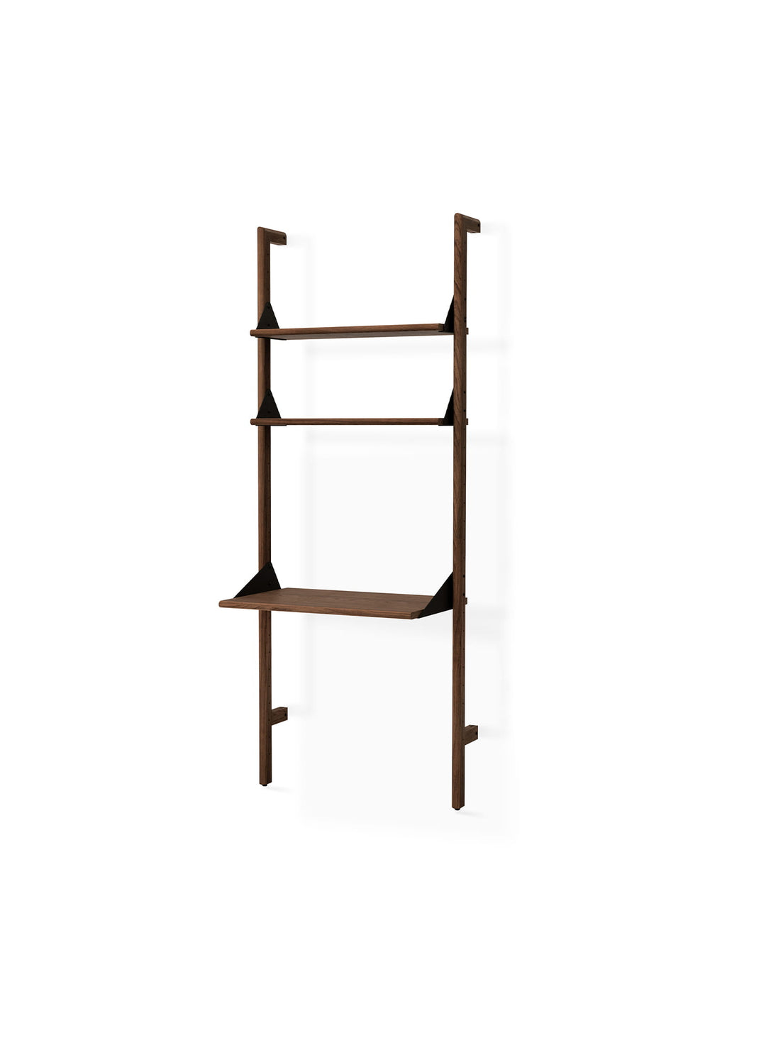 Bibliothèque Gus* Modern Branch 1 : rangement ouvert, bureau modulable et design épuré pour maison ou bureau. noir et noyer