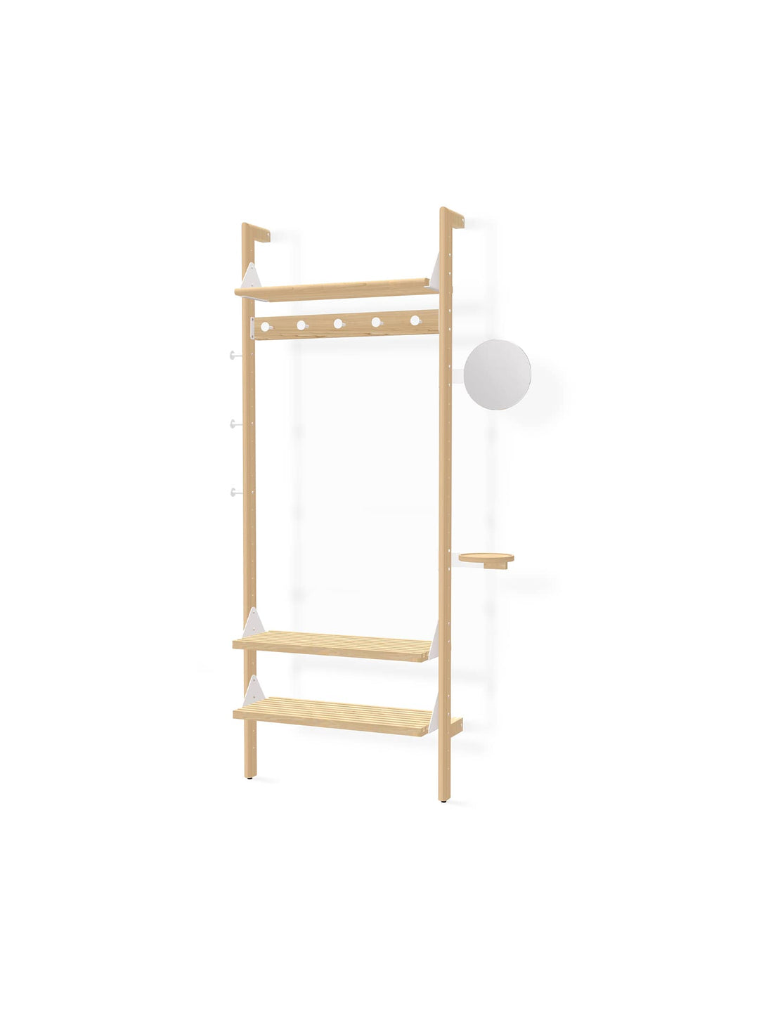 Branch de Gus*, une solution de rangement ouverte et personnalisable pour une entrée harmonieuse et organisée. Blanc / naturel
