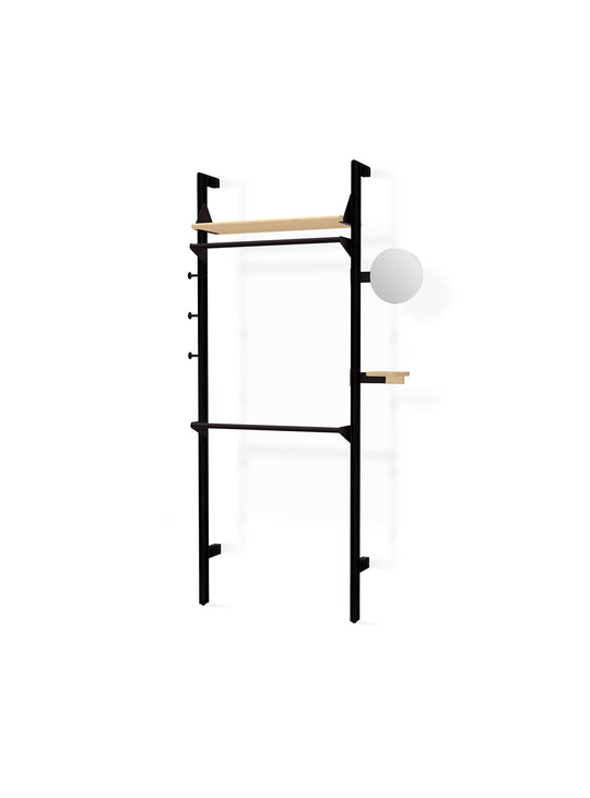 Branch 1 de Gus* Modern : une étagère de garde-robe modulaire au design Mid-century et contemporain. Noir / naturel.