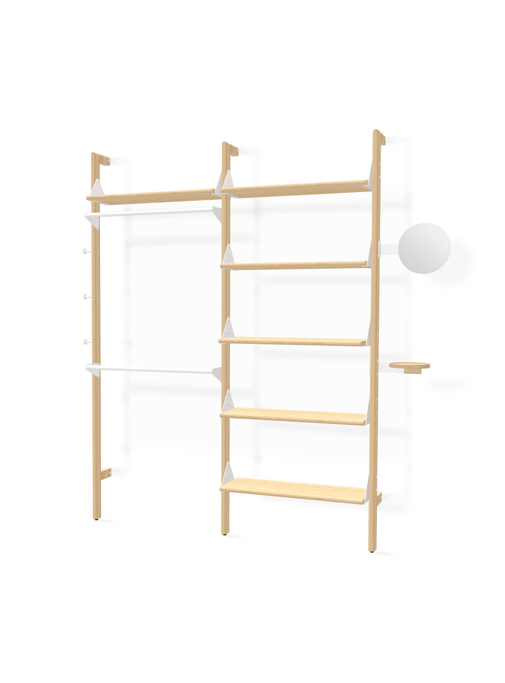 Display Branch 2 de Gus* Modern : un système de rangement modulable et raffiné, idéal pour la maison et les commerces. Blanc / naturel.
