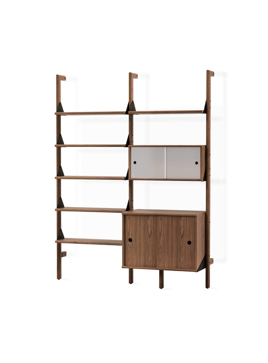 Bibliothèque Gus* Modern Branch 2 : rangement modulable avec deux armoires et six étagères pour tout organiser. noir et noyer