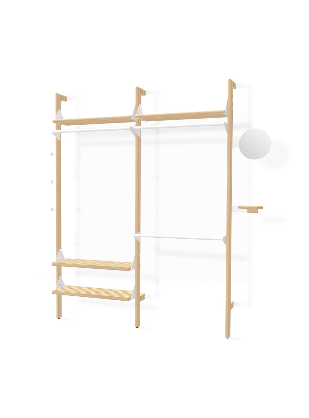 Branch 2 de Gus*, une étagère de garde-robe conçue pour un rangement optimal et une intégration harmonieuse. Blanc / naturel.