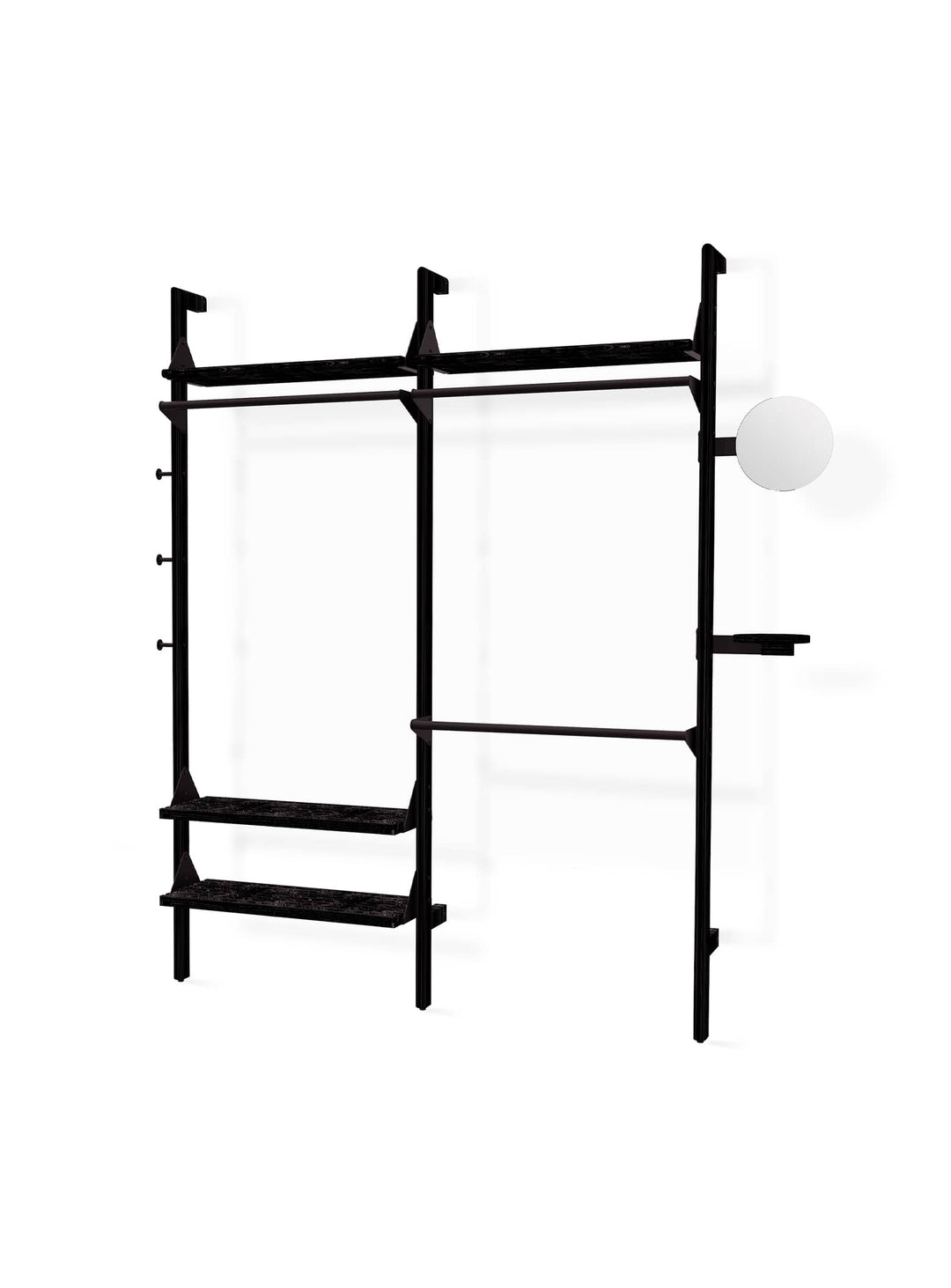 Branch 2 de Gus* Modern, une étagère de garde-robe au design minimaliste qui optimise votre rangement au quotidien. Noir.