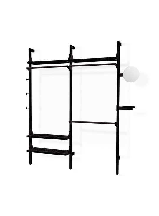 Branch 2 de Gus* Modern, une étagère de garde-robe au design minimaliste qui optimise votre rangement au quotidien. Noir.