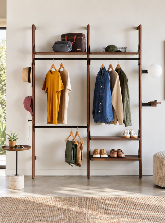 Garde-robe Gus* Modern Branch 2 : rangement modulable pour vêtements, souliers et accessoires. noir et noyer