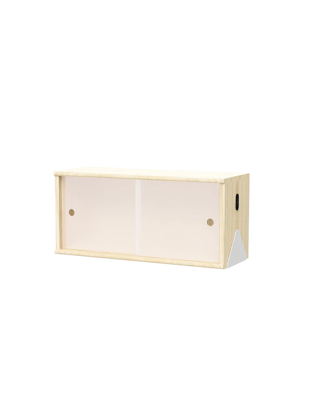 Petite armoire Branch de Gus avec façade semi-transparente et design épuré. Blanc et naturel.