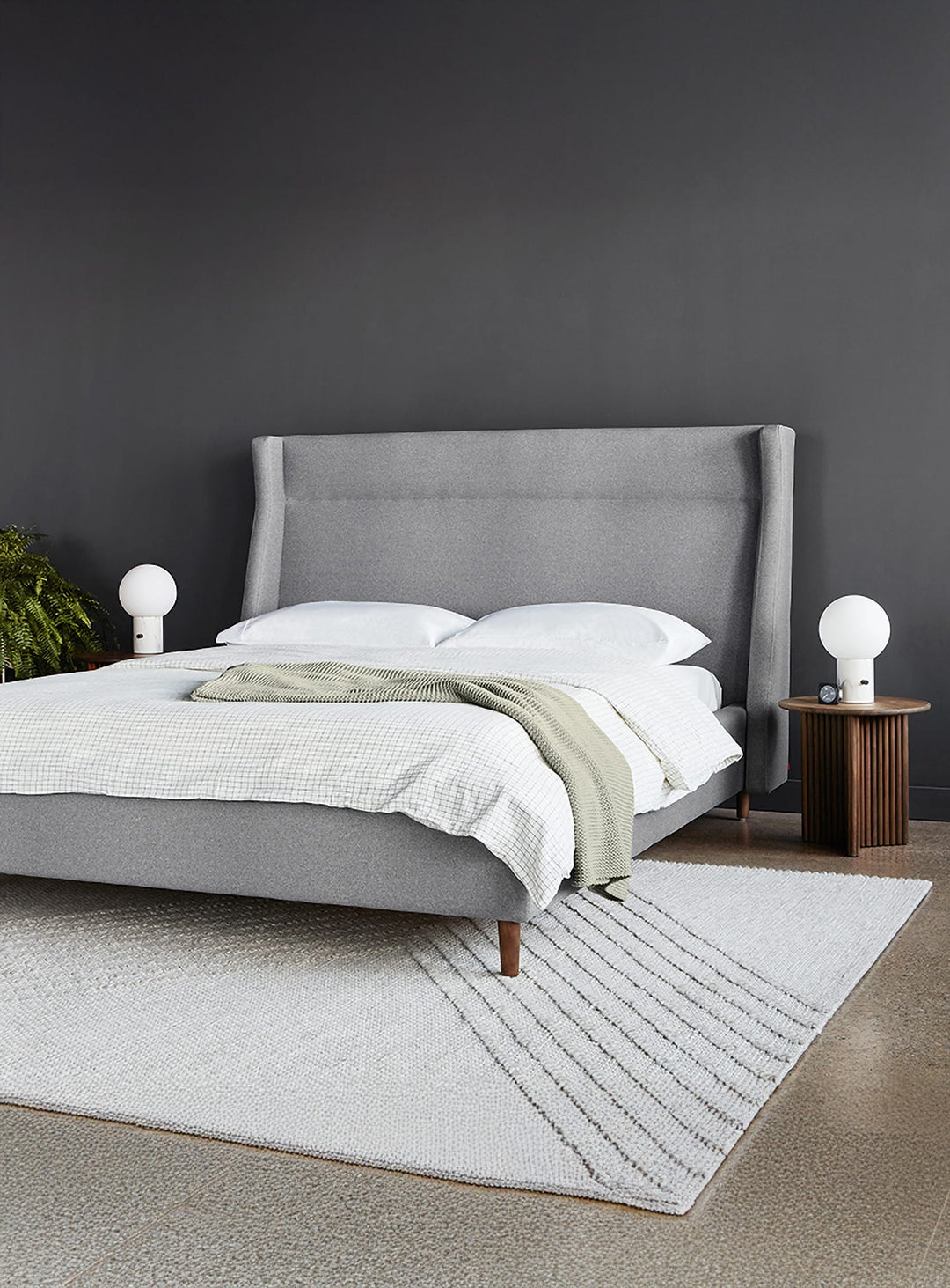 Lit Carmichael Gus* Modern : élégance Mid-Century et confort durable. merino dapple