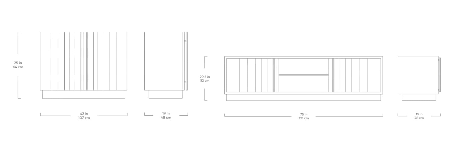 Meubles de rangement Elora de Gus* Modern, dimensions