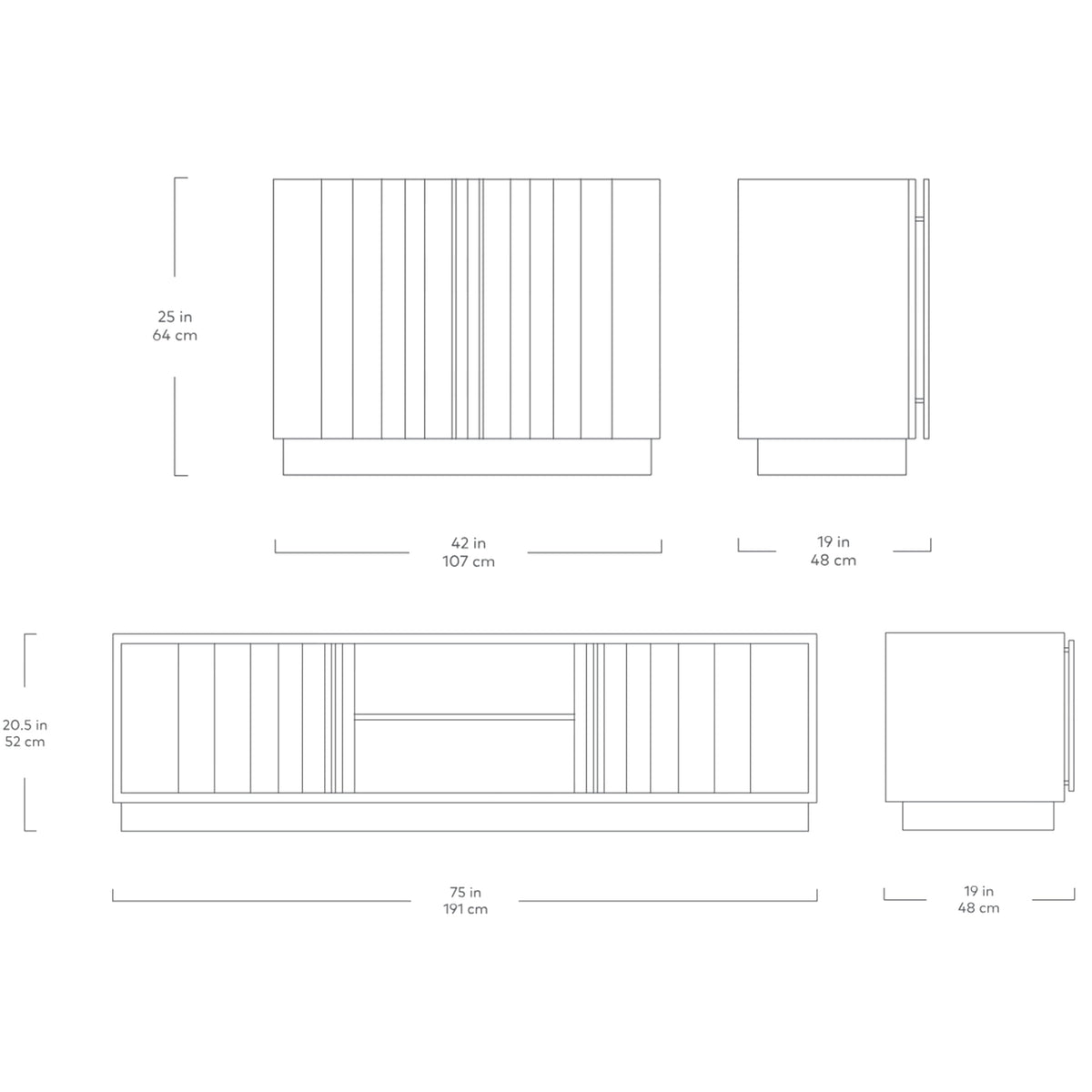 Meubles de rangement Elora de Gus* Modern, dimensions