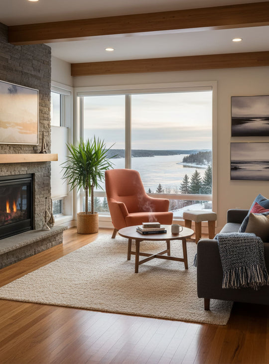 Fauteuil Hilary de Gus* Modern, base bois angulaire et allure douce. Pixel Saffron