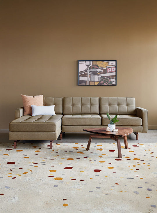 Sofa bi-sectionnel Gus* Modern Jane 2, style mid-century et modularité. merino mocha