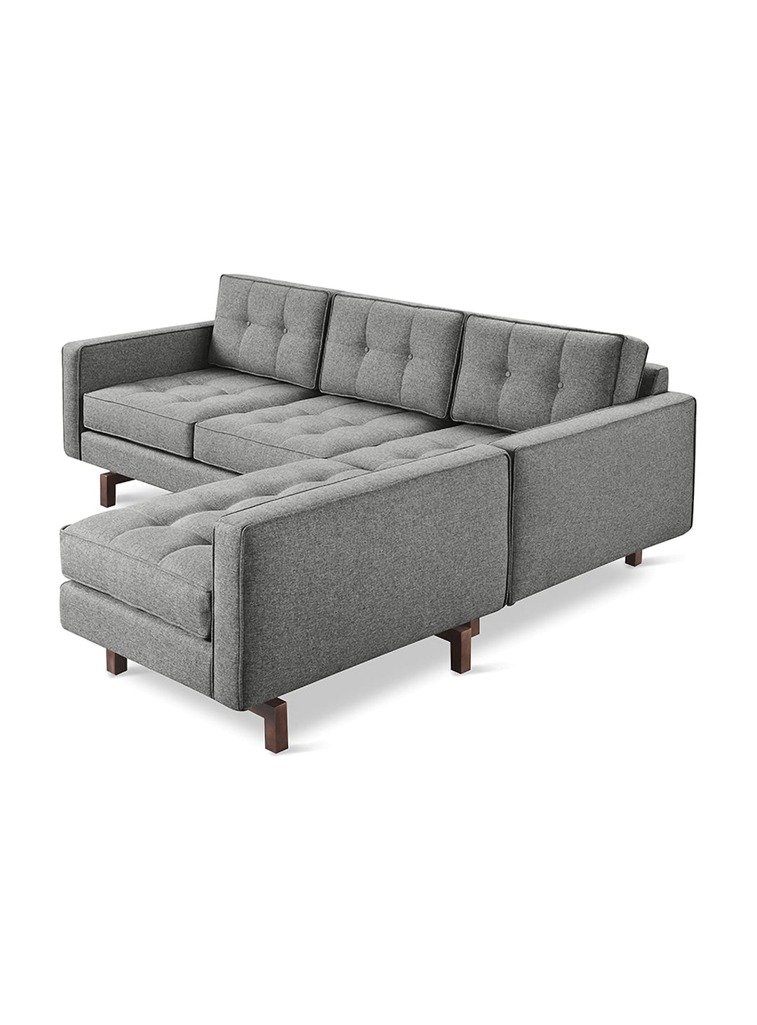Sofa bi-sectionnel Jane Loft 2 de Gus* Modern, tuffetage subtil et passepoil. parliament stone