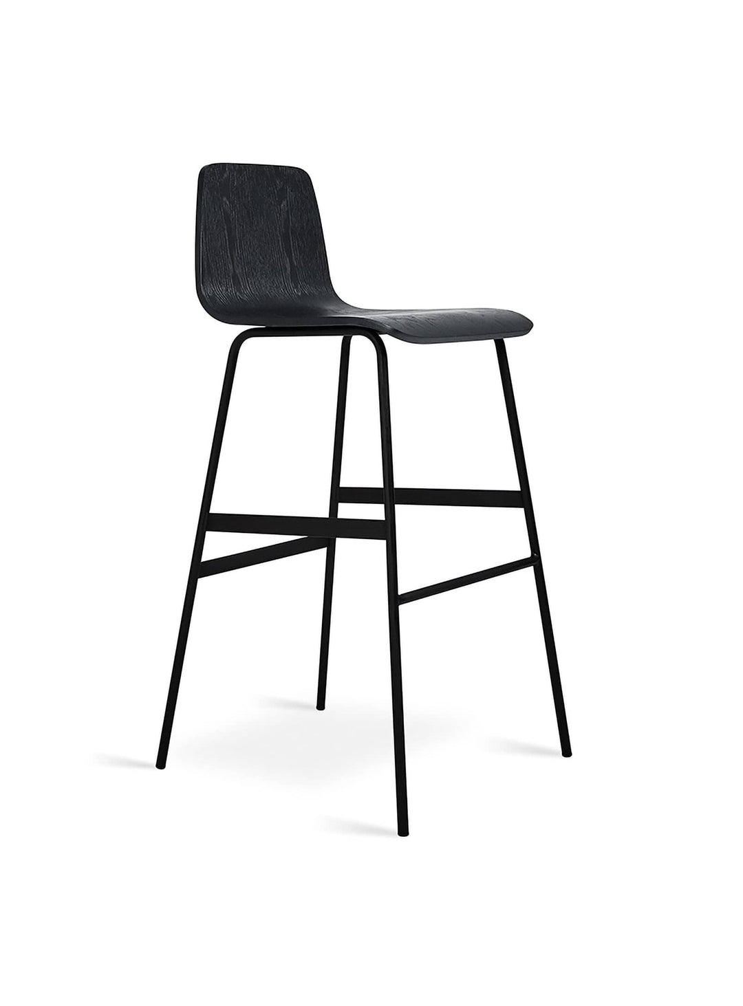 Tabouret de bar Lecture de Gus* Modern, poignée cuir-laiton élégante et pratique. frene noir