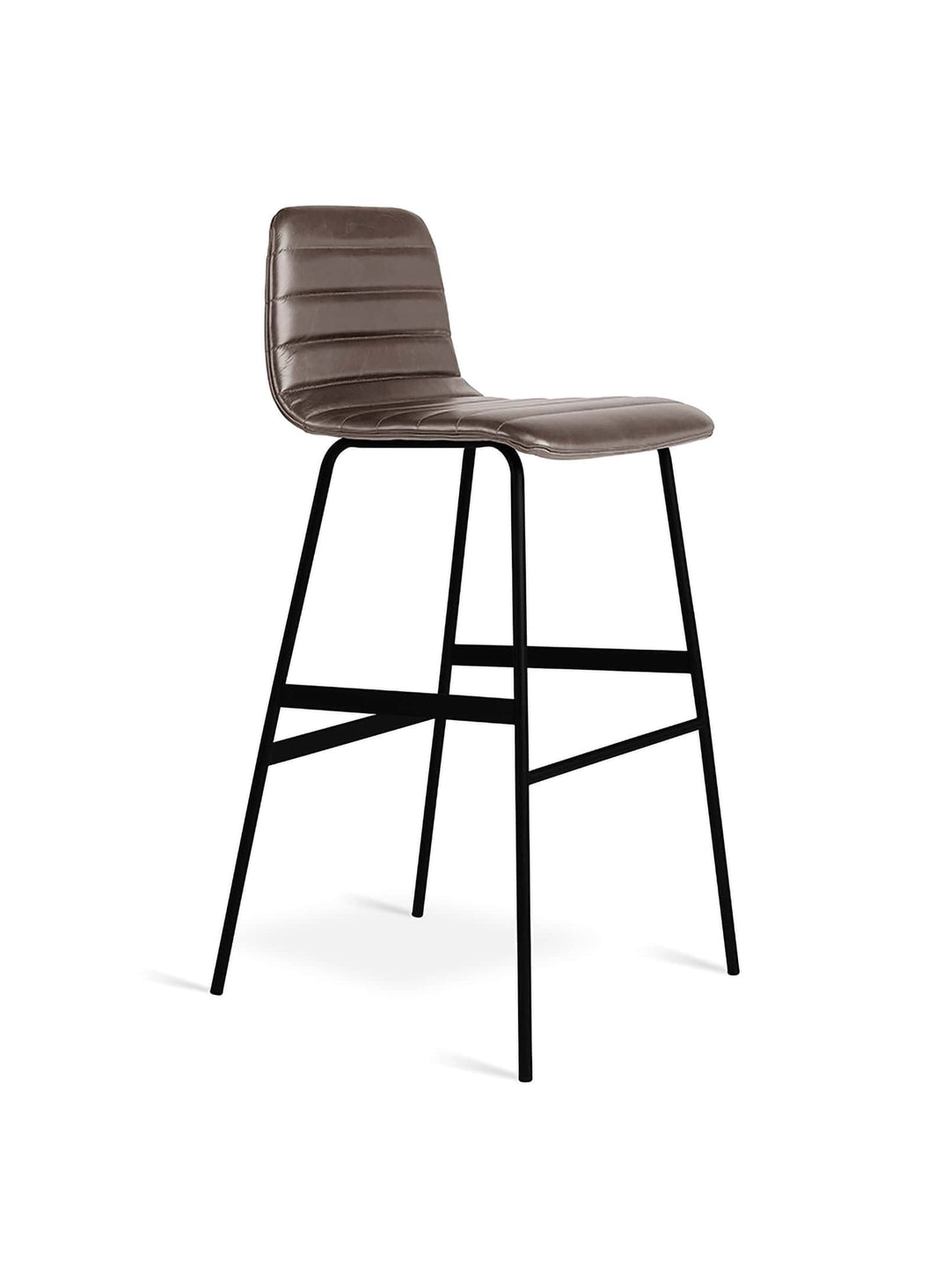 Tabouret de bar Lecture de Gus* Modern, touches artisanales et silhouette élégante. Cuir gris