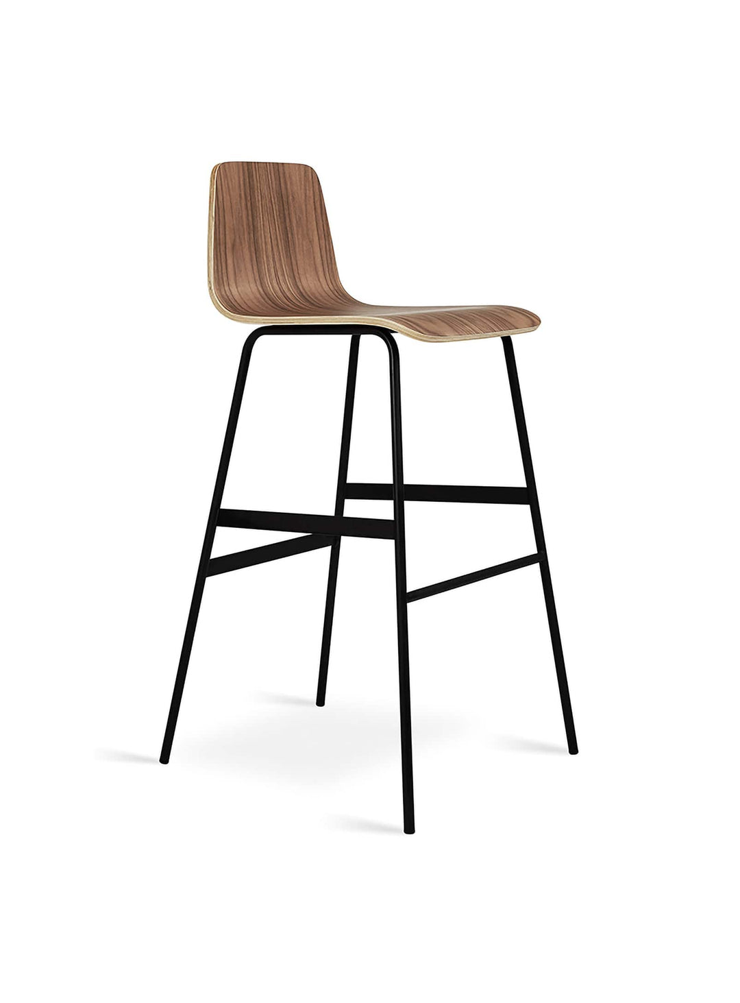 Tabouret de bar Lecture Gus* Modern, silhouette monobloc solide et épurée. noyer
