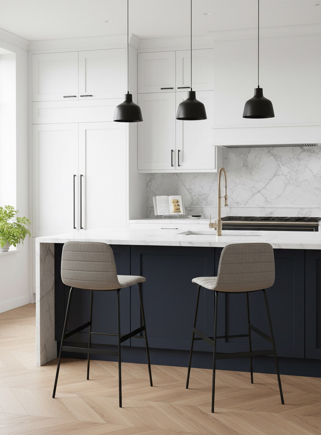 Tabouret de bar Lecture Gus* Modern, structure acier stable et finitions soignées. Pixel truffle