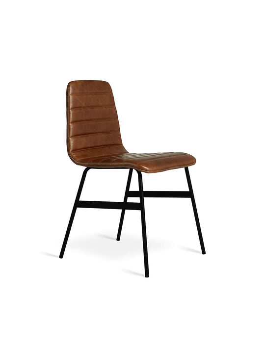 Chaise Lecture Gus* Modern, piétement acier noir et silhouette raffinée. cuir brun