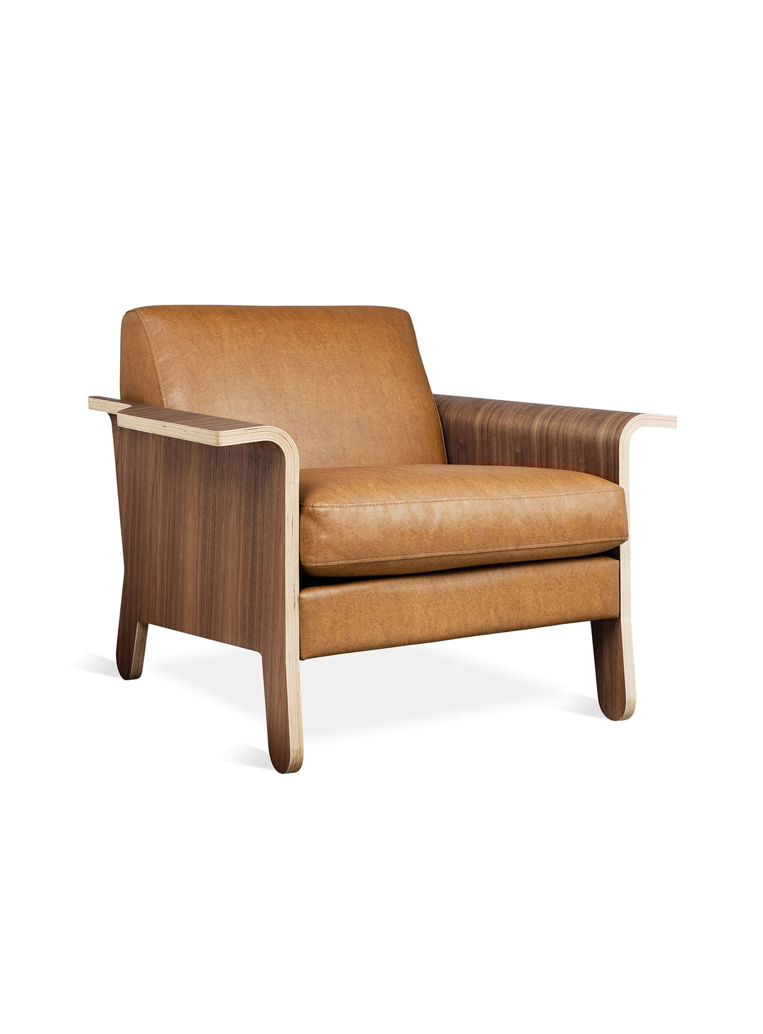 Fauteuil Lodge de Gus* Modern : alliance parfaite du rétro et du moderne. Cuir vegan Cognac.