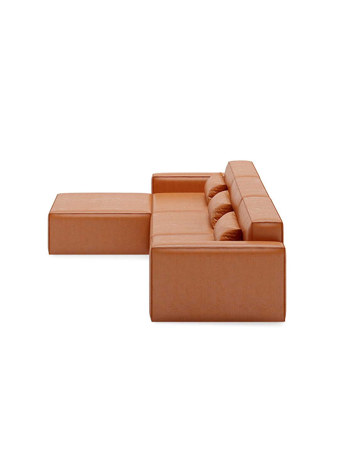 Sofa sectionnel 4 places Mix Modular Gus* Modern, ensemble modulable et moderne. cuir vegan cognac