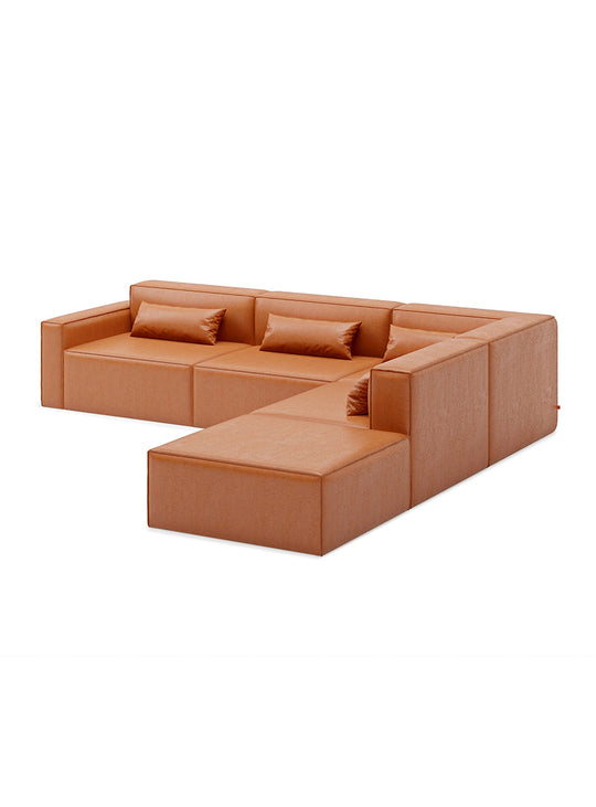 Sofa sectionnel 5 places Mix Modular Gus* Modern, parfait pour espaces organisés. cuir vegan cognac