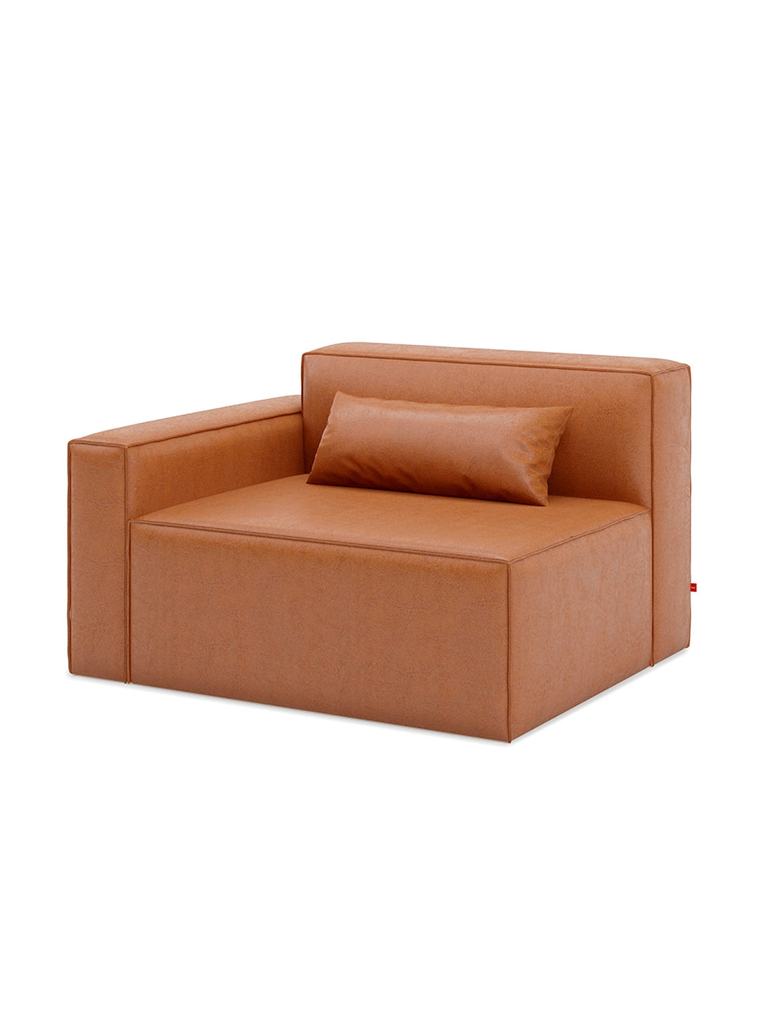 Collection modulaire Mix Modular de Gus* Modern, parfaite pour un espace sur mesure. cuir vegan cognac